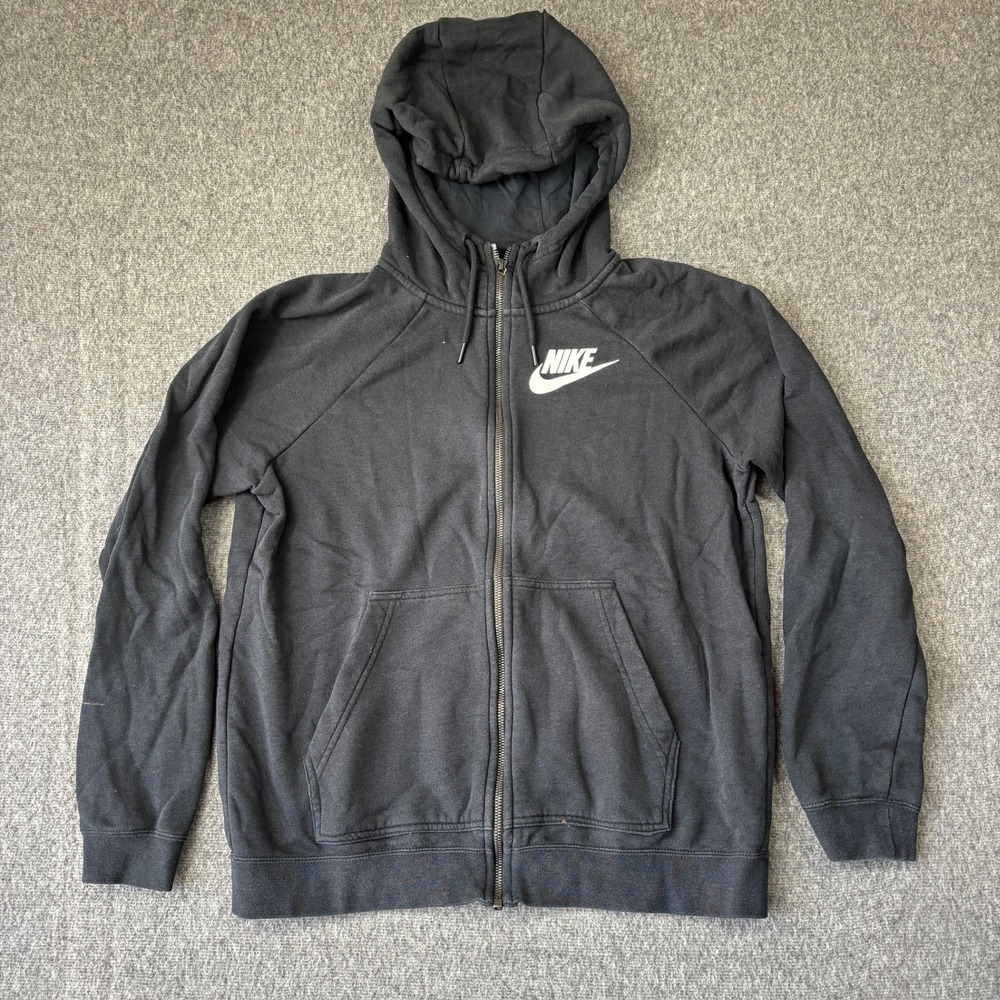 Nike Mens Sportswear Full Zip Hoodie Black Fleece Futura Logo Size M RN56323